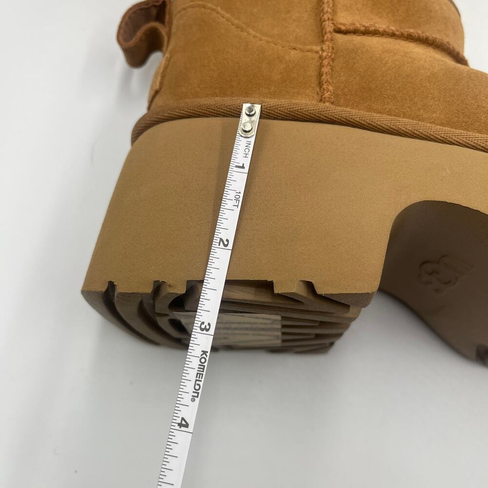 UGG Platform Ankle Boots Classic Ultra Mini New Heights Fur Lined Chestnut Sz 8 - Picture 10 of 11